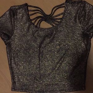 Black and gold crop top